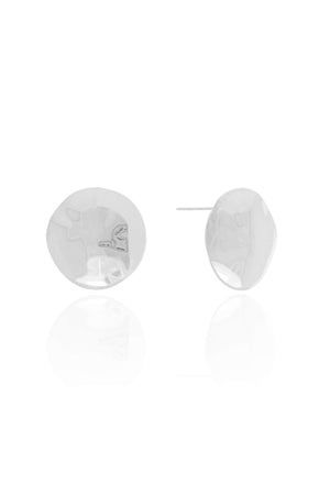 Brinco Redondo Orgânico Amassado 2.2 cm Ródio Branco