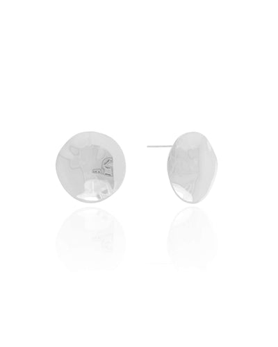 Brinco Redondo Orgânico Amassado 2,2 cm Ródio Branco