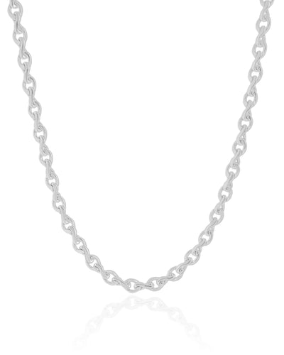 Choker Elos Torcidos 4 mm Ródio Branco - 35 cm