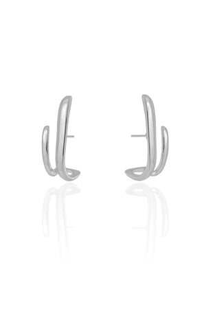 Ear Hook Dois Filetes Lisos 2.5 cm Ródio Branco