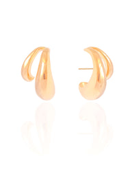 Ear Hook Dois Filetes Lisos Banhado a Ouro 18K