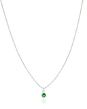 Gargantilha Ponto de Luz Esmeralda 4 mm Ródio Branco - 40 cm