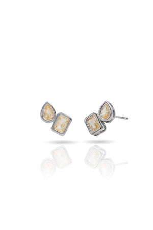 Brinco Ponto de Luz Duplo Champagne Nude