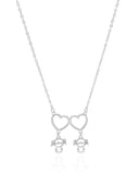 Gargantilha Filho Meninas Corações Lisos Ródio Branco - 45 cm