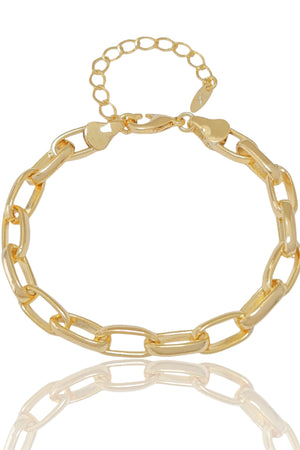 Pulseira Elos Lisos 6mm Banhado a Ouro 18K