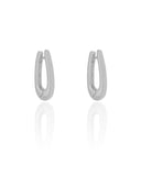 Brinco Argola Click Elíptica Lisa 2.5 cm Ródio Branco