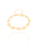 Tornozeleira Búzios Lisos Banhado a Ouro 18K