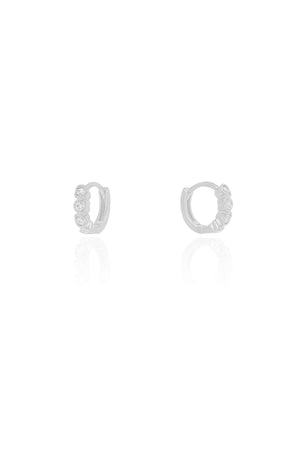 Brinco Argola Infantil Corações Cravejado Cristal 1.0 cm Ródio Branco