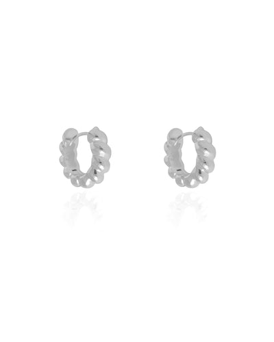 Brinco Argola Click Torcida 1,6 cm Ródio Branco