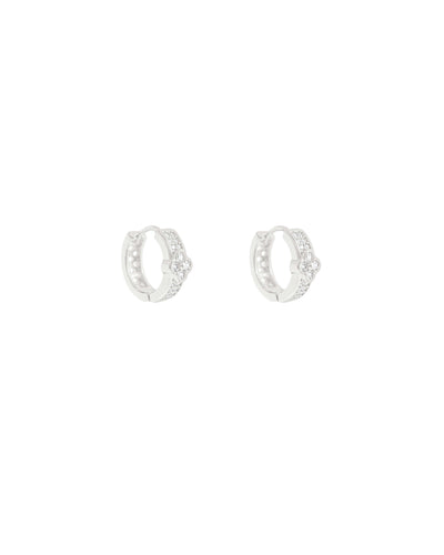 Brinco Argola Cravejada Cristal 1 cm Ródio Branco