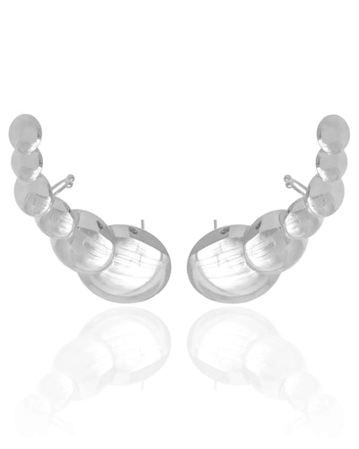 Ear Cuff Bolas Achatadas Ródio Branco