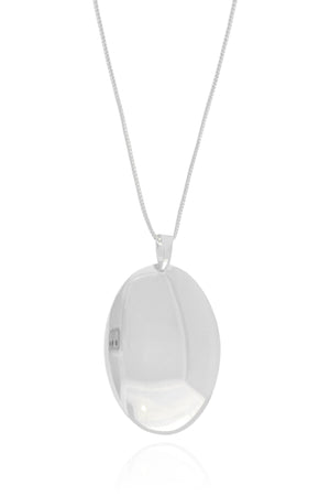 Gargantilha Veneziana Oval Liso 3.7 cm  Ródio Branco - 45 cm