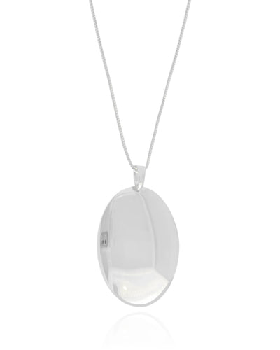 Colar Veneziana Oval Liso 3,7 cm Ródio Branco - 45 cm