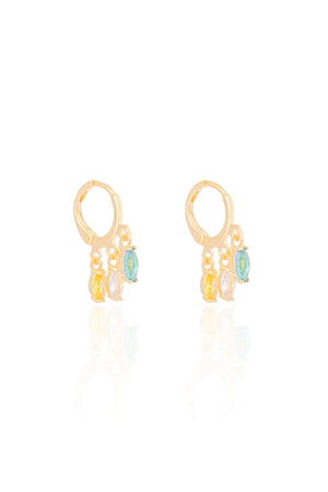 Brinco Argola Cristais Coloridos 6 mm Banhado a Ouro 18K