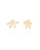 Brinco Filetes Cravejados Geométricos Cristal Banhado a Ouro 18K