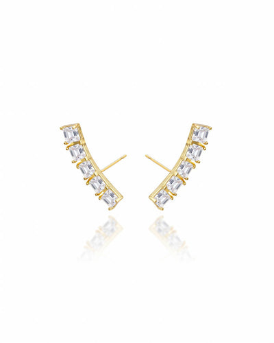 Brinco Ear Cuff Carre Quadrado Cristal com Tarraxa Virgula