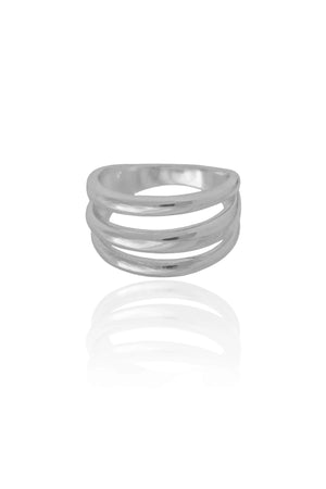 Anel Três Filetes Tamanho 16 Ródio Branco