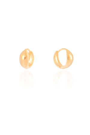 Brinco Argola Click Abaulada Lisa 1.4 cm Banhado a Ouro 18K