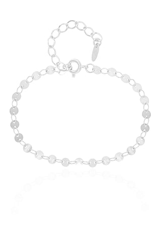 Pulseira Plaquinhas Flat Ródio Branco