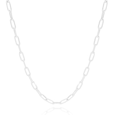 Colar Elos 5 mm Lisos Ródio Branco - 40 cm