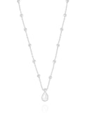 Gargantilha Elos Bolinhas Gota Cristal Ródio Branco - 40 cm