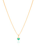Gargantilha Infantil Coração Verde 7 mm Banhado a Ouro 18K - 35 cm