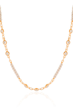 Choker Pérolas Pontos de Luz Cristal Banhado a Ouro 18K