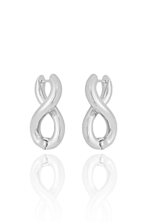 Brinco Argola Infinito Liso Ródio Branco