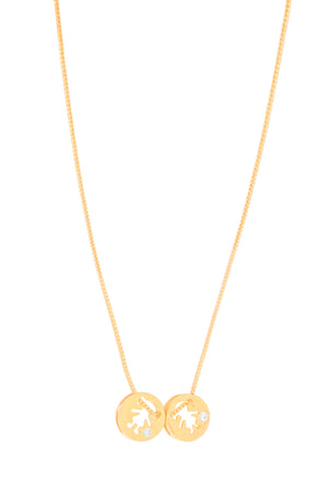 Gargantilha Veneziana Filhas Duas Meninas Detalhe Ponto de Luz Cristal Banhado a Ouro 18K - 45 cm