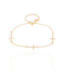 Pulseira Elos Cruz Lisa Banhado a Ouro 18K