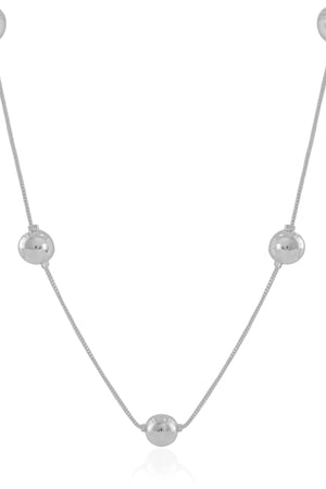 Gargantilha Veneziana Bolas Lisas Ródio Branco