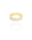 Anel Cravejado Gotas Cristal Tamanho 22 Banhado a Ouro 18K