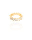 Anel Cravejado Gotas Cristal Tamanho 22 Banhado a Ouro 18K