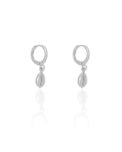 Brinco Argola Click Búzios 2,5 cm Ródio Branco