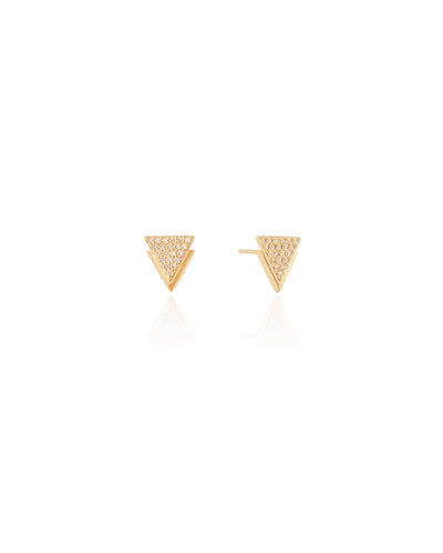 Brinco Triângulo Duplo Cravejado Cristal Banhado a Ouro 18K