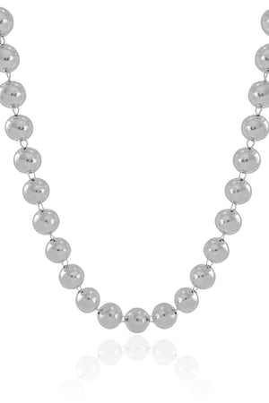 Choker Bolas Lisas 10 mm Ródio Branco