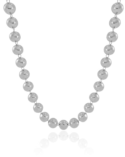 Choker Bolas Lisas 10 mm Ródio Branco - 32 cm