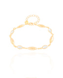 Pulseira Lisa e Zircônias com Cristal Banhado a Ouro 18k