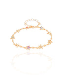 Pulseira Infantil Estrelas Coloridas Banhado a Ouro 18K