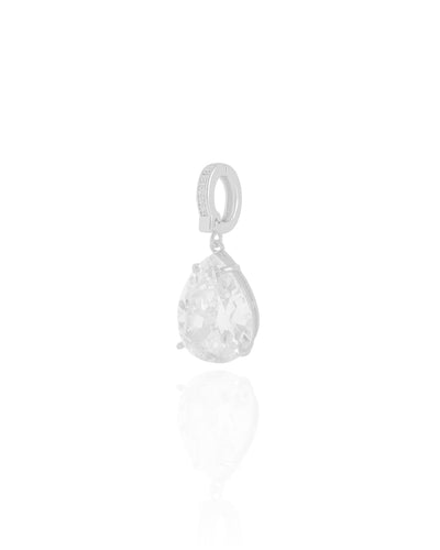Pingente Gota Cravejada Cristal Ródio Branco