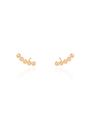 Ear Cuff Cravação Inglesa Cristal Banhado a Ouro 18K