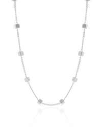 Choker Elos Quadrados Lisos Ródio Branco