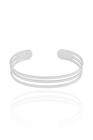Bracelete Três Filetes Lisos 10 mm Ródio Branco