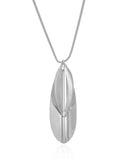 Gargantilha Longa Rabo de Rato Pingente Folha Ródio Branco - 65 cm