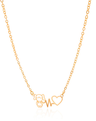 Colar Elos Batimentos Filho Menina Banhado a Ouro 18K - 40 cm