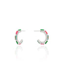 Brinco Argola Detalhada Cristal Colorida Ródio Branco
