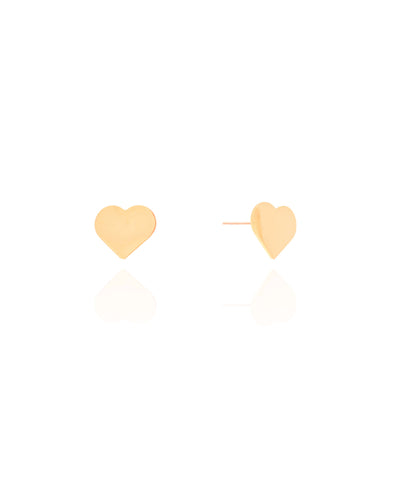 Brinco Coração Flat Liso 1 cm Banhado a Ouro 18K