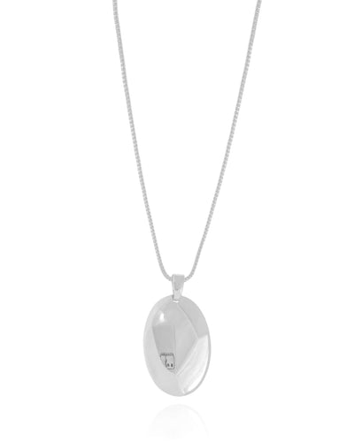 Colar Veneziana Oval Liso Ródio Branco - 45 cm