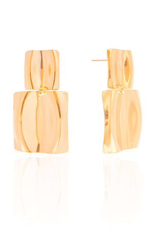 Brinco Geométrico Orgânico 4.2 cm Banhado a Ouro 18K