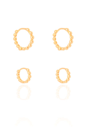 Dupla de Argolas Bolinhas Banhado a Ouro 18K